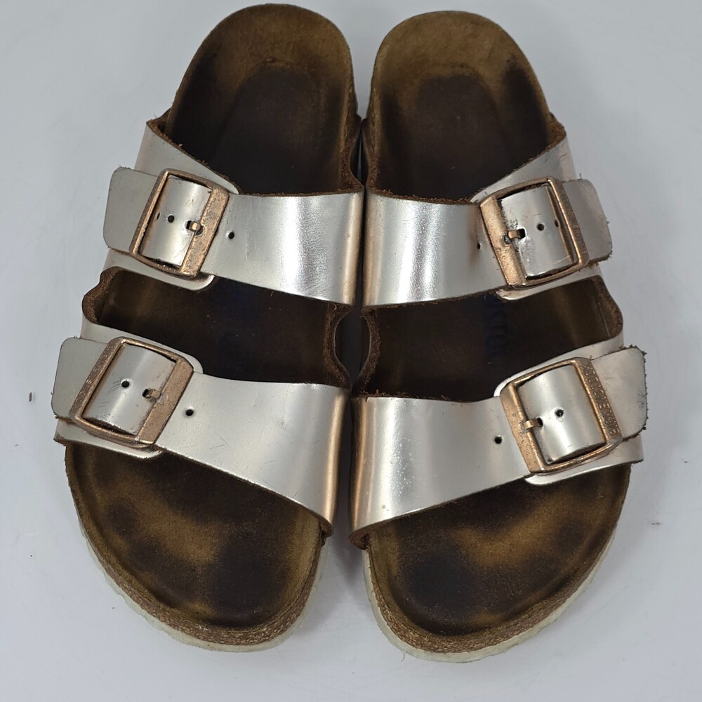 BIRKENSTOCK Arizona Sandals Wom 8/39 Narrow Soft Footbed Rose Gold Pink Leather